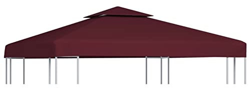 Xichuzi Pavillon-Dachplane mit Kaminabzug, Ersatzdach Pavillon, Dach Für Pavillon, Pavillondach, 310 g/m² 3x3 m Weinrot
