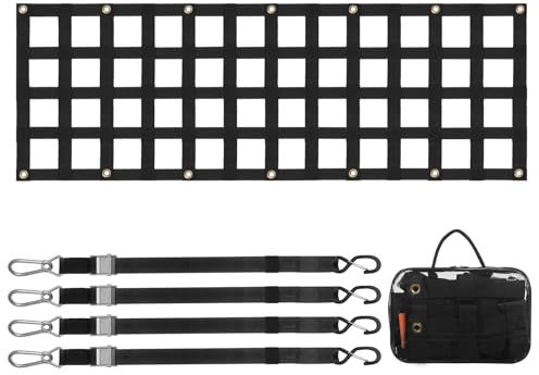 VEVOR Filet de hayon, 1525 x 470 mm, Filet de Chargement Robuste pour Plate-Forme de Camion, 4 Sangles télescopiques réglables, Extensible et Durable, réglage Flexible, pour Pick-up, remorque, Jeep