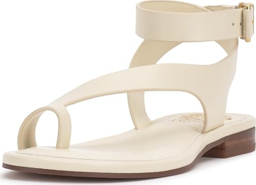 Vince Camuto Women's Liba Toe Loop Wrap Flat Sandal, Panna Creme, 8.5