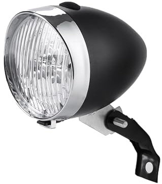 Yeory Front Bike Light with Bracket, Waterproof 3 LED Vintage Bike Headlight, Battery Powered Plated Bike Lights for Night Riding with Button Switch