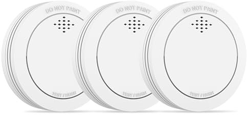 Détecteur de fumée avec Support magnétique, 10 Ans　Alarme Incendie connectée certifiée TÜVRheinland avec Batterie remplaçable, Alarme sonore de 85 DB, Fonction Silence pour la Maison - 3 pièces