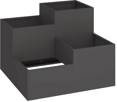 vidaXL Maceta para Jardín Negro 100 x 100 x 60 cm Acero, Soporte de Jardín y Terraza, Resistente, Metal, Exhibición al Aire Libre, Decorativo para Plantas