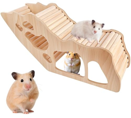 Chingcoo Tunnel för hamstrar, tillbehör för hamstrar, hamsternorrläge, hamstertrappa, klätterleksak i trä för små husdjur, gerbiler, tvåhörningar, dvärgråttor