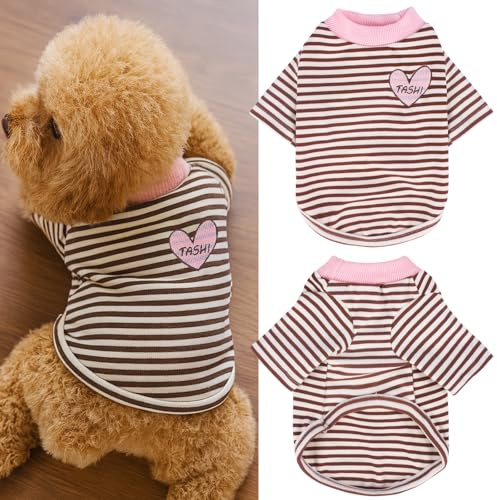 Yaopelky Felpa per cani di taglia piccola e media e gatti, maglietta a maniche lunghe, abbigliamento casual per cani, per Yorkie Chihuahua (S (1,5-3 kg), collo rosa)