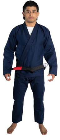 Progress Jiu Jitsu Academy Gi | Lightweight BJJ Gi with Free Belt | BJJ Kimono for Men & Women | Tear-Resistant Jiu Jitsu Kimono for Training & Competition | Women's & Men's Kimono (Navy, A1L)