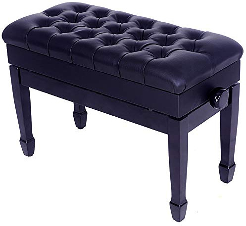 Pianopall med keyboardbänk i massivt trä, stark pianopall med dubbel lyftfunktion och bokhylla, elektrisk pianopall, svart - 80x35x45cm,Black-80x35x45cm