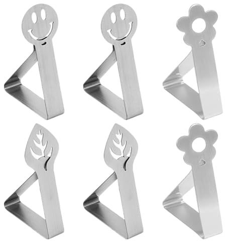 SYEYCW 6 Piezas Pinzas Sujeta Manteles, Sujeta Manteles de Acero Inoxidable, Sujeta Manteles de Mesa Ajustable, Clips Elásticas Mantel, Sujeta para Exteriores, Jardín, Fiesta, Picnic, Camping, Boda