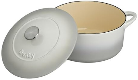 Denby Natural Canvas Cast Iron 5.2L Round Casserole, Medium, White