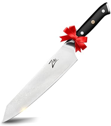 Zelite® Kiritsuke Damastmesser, Scharfes Küchenmesser 22,8 cm, Japanisches Messer für Zuhause & Gastro, Profi-Messer Scharf, Damast Kochmesser für Küche, Damaszener Messer mit Nahtloser Verarbeitung