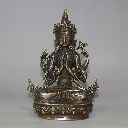 YUNHAO Bodhisattva Avalokiteshvara. Sällsynt, gammal tibetansk bronsstaty (Buddha Tibet)