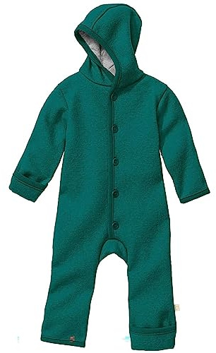 Disana WALK-OVERALL, 100% Bio-Merinowolle GOTS, IVN Best | mit Umklappbündchen | Newborn Baby Kleinkind Kind Unisex | Made in Germany | Pacific Gr. 86-92