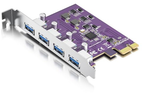 PCIe to (4) USB 3.0 Expansion Card, PCIe USB Add in Card 5Gbps, Internal USB3.0 Hub Converter for Desktop PC Host Card, Support Windows 10/8/7/XP, Linux