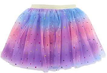 Tutu Skirt for Girls 2-6 Years, Soft Toddler Baby Girl 3 Layers Princess Tulle Stars Sequins Ruffle Tiered Rainbow Neon Ballet Dance Short Skirts for Birthday Party 2 3 4 5 6 Years