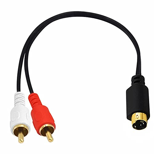 MTUERANC S-Video 4 Pin Mini DIN to RCA Splitter Cable, Gold Plated 4 Pin Mini DIN S-Video Male to 2 RCA Male Audio Y Splitter Extension Adapter Cable (25cm/10 inch)