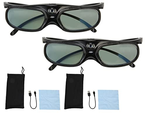 DLP Link 3D Glasses, Rechargeable 3D Active Glasses 144Hz Refresh Rate Compatible for Vivitek, for LTV 2500, for LTV 3500, for Vanish TV Projectors