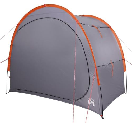 vidaXL Grey and Orange Waterproof Storage Tent with PU Coating and Easy Zip Access - Ample Space Camping Gear Shelter