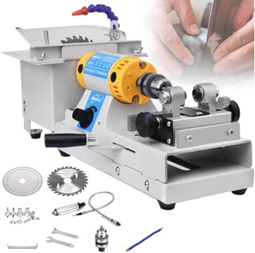 LIULIQ Torno De Metal Multifuncional, Pulidor De Joyería De Roca De 750 W con Función De Ajuste Continuo De Velocidad, Alta Velocidad De 10.000 RPM, Motor De Cobre Puro para Pulido Y Perforación