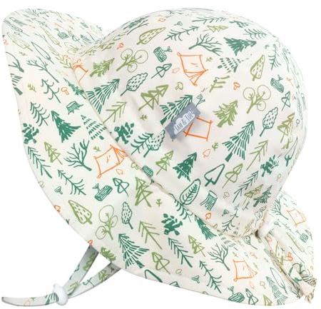 JAN & JUL Solhatt i bomull, packbar strandhatt med UV-skydd för barn (XL: 5-12 år, lägerlund), Camp Grove, 5-12 År