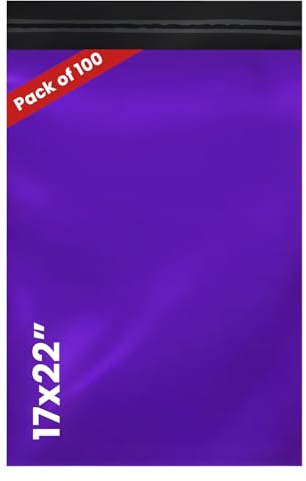 LIVERPOOL ENTERPRISES LTD 100 Pcs Purple Parcel Bags – Tamper-Proof Self-Seal Mailing & Postage Bag for Shipping, Packaging & Delivery - Size 17x22 Inches