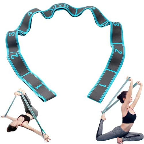 TYXHXTF Bandas Elásticas de Resistencia, Cinturon Yoga, Correa de Estiramiento con 9 Bucles, para Yoga, Pilates, Fitness, Gimnasia