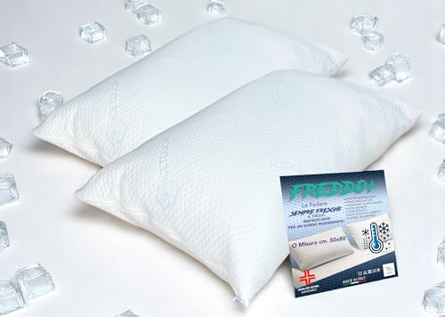 Tex family - Federe Cuscino Freddo Copricuscini Rinfrescanti Ice-Touch Singola 50x80 cm - Termoregolante Estiva - Copriguanciali Traspiranti e Made in Italy Cm. 50x80-2 Unità