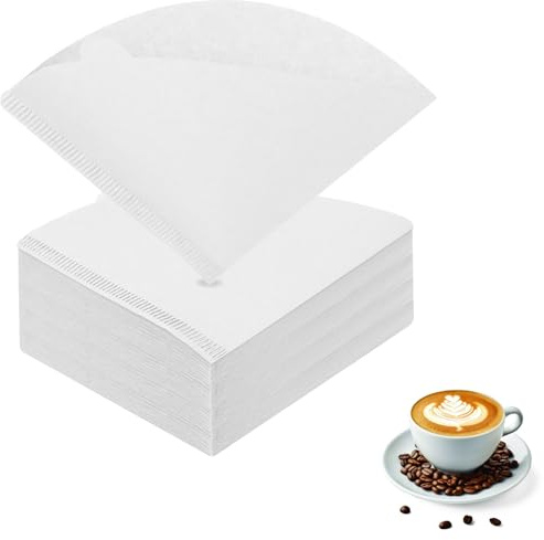 200 PCS V60 Coffee Filter Papers, Natural White Disposable Coffee Filter Paper Size 2, Compatible with V60 Dripper Makers (1-4 Cups) (White)