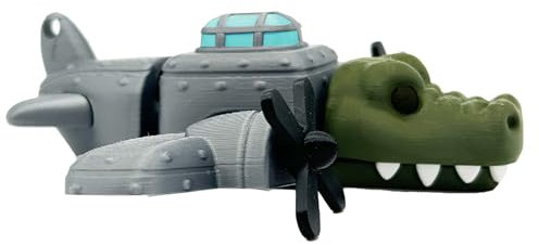 Bombardino Crocodilo - Figura Articolata XL 17 cm - Elice Girevole e Bocca Mobile - Meme Viral Brainrot - Collezionabile Meme Italiani