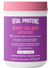 Vital Proteins | Beauty Collagen Antioxidant Sin Sabor | Péptidos de Colágeno + Ácido Hialurónico, Zinc, Cobre y Fibra | Piel, Cabello y Uñas Saludables | Sin Gluten ni Azúcares | 315g
