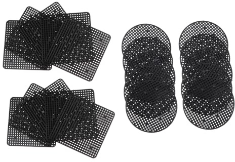 POPETPOP 20 Piezas Mallas para Macetas Protectores de Fondo para Bonsáis Plástica Negra para Jardinería Evitan Fugas de Tierra y Plagas Cuadrados y Redondos Uso Plantas y Macetas