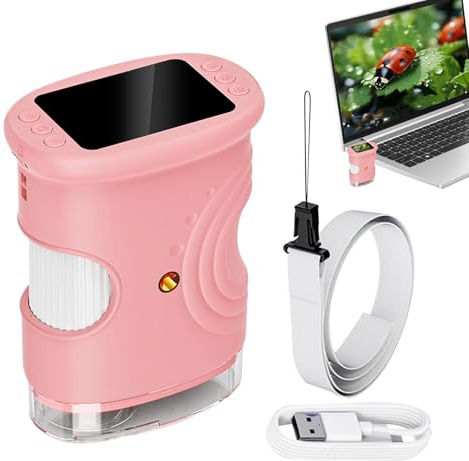 Microscopio Bambini – Giocattolo Educativo Ricaricabile 1000X | Microscopio Digitale Portatile | Schermo IPS 2 Pollici, 8 LED, Messa A Fuoco Manuale, Strumento Didattico Scientifico