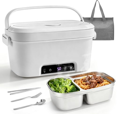Eirolace Elektrische Lunchbox Kabellos -USB Wiederaufladbar Beheizte Lunchbox für Damen und Herren, isoliert und selbsterhitzend, 15600 mAh Akku,1.5 L Lunchbox für Büro, Picknick, Auto & Außenbereich
