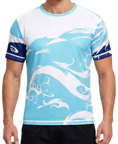 AYESY Men's Rash Vest, UPF 50+ Rash Guard Swim Shirts Short Sleeve Swim Top