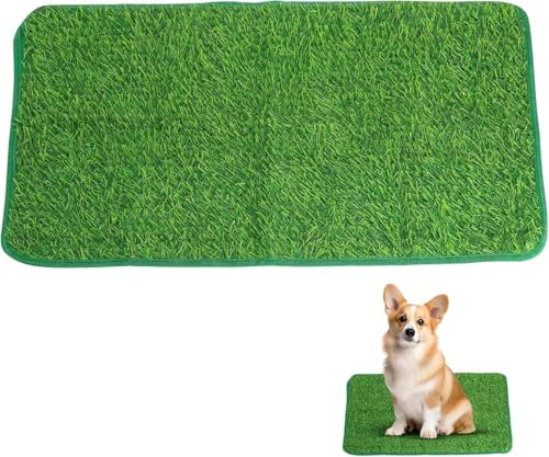 Inodoro para Perros de Césped Artificial, 46 x 70 cm, Antideslizante, para Interior y Balcón, Pipican para Perros en Casa, Sistema de Drenaje 3 Capas, Verde