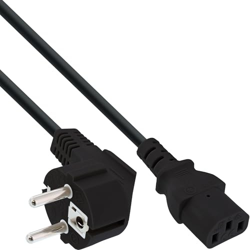 InLine 16651M strömkabel, skyddskontakt vinklad till kall enhetskontakt C13, 0,5 m