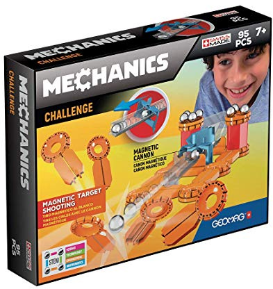 GEOMAG - MECHANICS Challenge - 95 Piezas - Bloques de Construcción Magnéticos para Niños de 7 años - Juego de Construcciones Magnéticas - Aprende Jugando con la Ciencia - STEM - Fabricado en Suiza