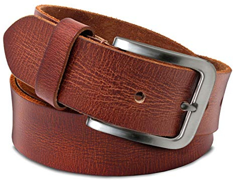 ROYALZ Vintage Damen Ledergürtel cognac braun 120 cm Lang 38 mm Breit Büffel-Leder Frauen Gürtel für Jeans Anzug