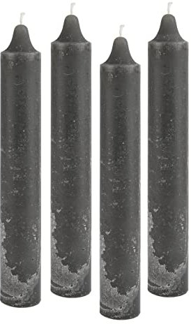 4er Pack Rustikale Stabkerzen H:25 cm Ø:3,8 cm diverse Farben Brenndauer 22 Stunden Kerze Advent Weihnachten Deko, Farbe:Dunkelgrau