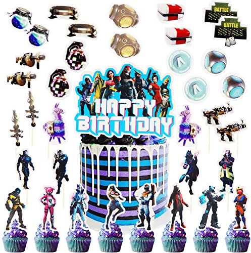 37 Pièces Decoration Gateau Jeux Video Cake Topper, Gaming Décoration Gâteau Anniversaire Gamer Cupcake Topper Enfants pour Fêtes D'anniversaire de Fans de Jeu Décorations de Gâteau