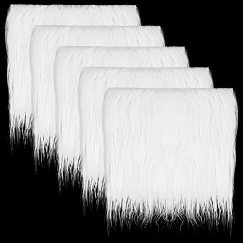 5 Stück Kunstfell Meterware Weißer Pelzstoff 25,4 x 25,4 cm Kunstpelzstoff Quadratisch Zotteliger Pelz Stoffaufnäher Weißer Pelz Handwerk Stuhlbezug Polsterun Kostüm Sew Gnome Weihnachtsschmuck