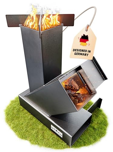 Forno a razzo da esterno per forno olandese, barbecue, terrazzo, ecc. Nessun montaggio, stabile e compatto. Rocket Stove come forno da campeggio per cucinare senza gas ed elettricità. Forno a cannone
