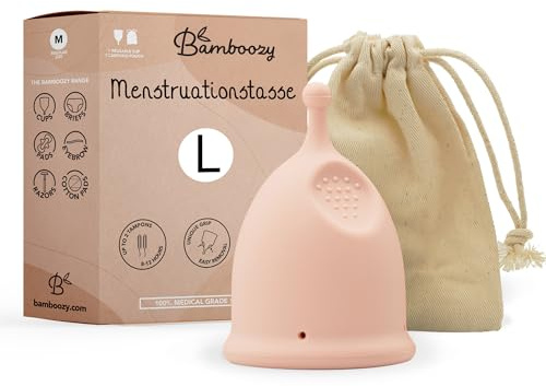 Bamboozy Cup Menstruelle (L) - Coupe Menstruelles Réutilisables en Silicone Médical - Jusqu'à 12 Heures de Protection - Sans Plastique, Sans BPA et Autres Substances Indésirables