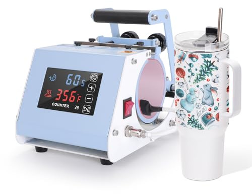 PYD Life 110 V Mini Max 40 OZ Macchina per Termopressa da 1,2 L Mug Heat Press a Schermo Tattile in Blu Chiaro per Tazze da 1,2 L con Manico Stampa a Sublimazione