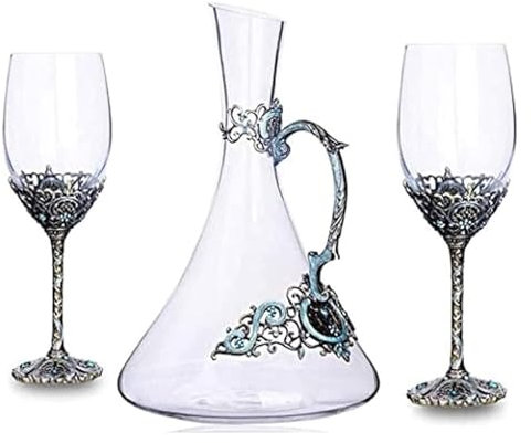 Glasflaskor, glasflaskor Karaff karaff Vinkaraff 3-delad karaff och glas, 1500 ml kristallkaraff