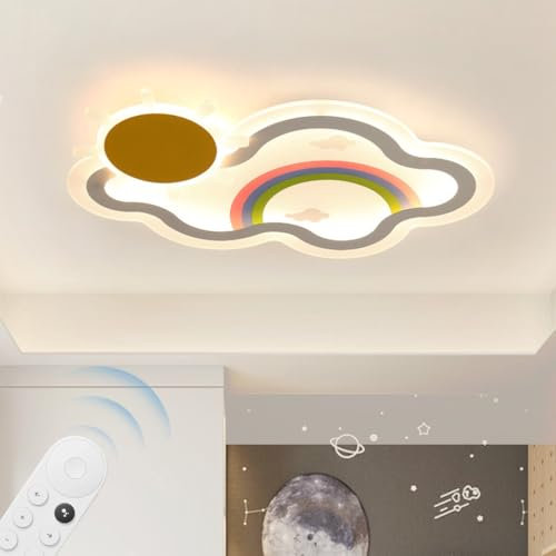 YUPIN Arco Iris Moderna Nube De Luz LED De Techo Creativo Decorativo De Luz De Techo Infinitamente Regulable Con Mando A Distancia Para La Habitación De Los Niños Dormitorio Jardín De Infantes