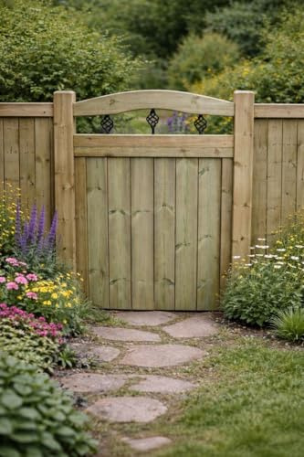 Wooden Garden Dome Gate Pedestrian Gate Wooden Pressure Treated 5ft 150cm, (150 cms High x 90 cms Wide x 5 cms Deep)