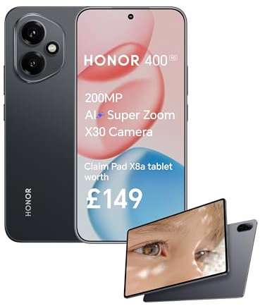 HONOR 400 Smartphone, 5G Mobile Phone, 200MP AI Super Zoom Camera,6.55 inch,8GB+256GB, 5000nits Ultra Bright Display,5-stars Drop resistance,Dual SIM,Android 15,Black