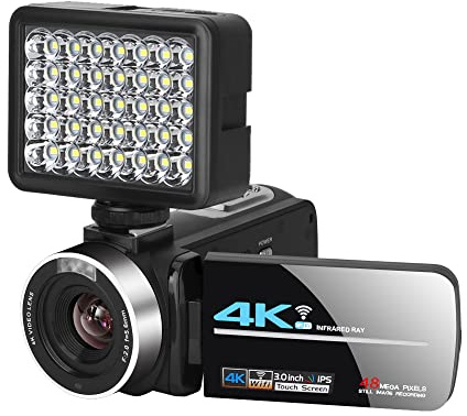 Videokamera, 4K Video Camera -videokamera for Vlog Recording -videokamera WiFi Ir Nattseende 4K 56MP 3.0 Tum 16x digital zoominspelare kamera(Standard,Groen)