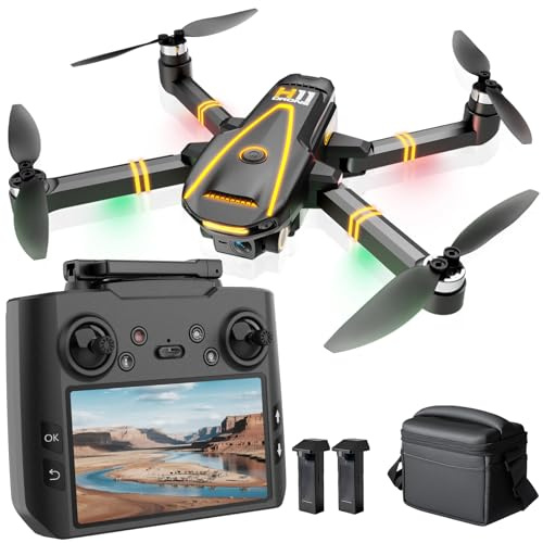 H11 GPS Drones with Camera 4k EIS Professional for Adults & Kids (screen remote controller) RC Quadcopter, Follow Me, Brushless Motor, Auto Return, 2 batteries for 45 min Flight Time, Under 249g
