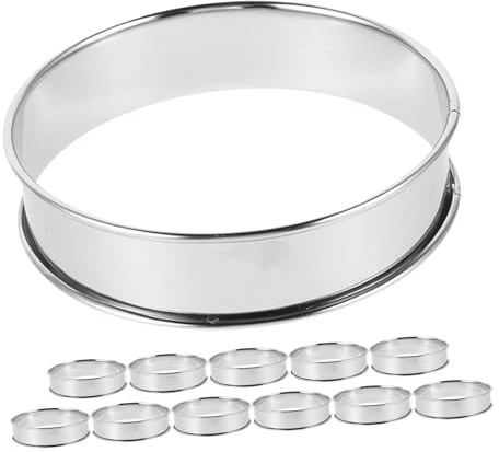 Cabilock 12 Piezas Molde para gofres de acero inoxidable anillos de postre aros para muffins de acero inoxidable anillos de muffin moldes redondos para pasteles de panqueques Plata