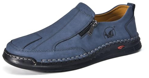 Traditional Shoes Men's Haferl Shoes for Men Genuine Leather Men's Shoes for Oktoberfest Shoes Medieval Costume Suit Shoes Trainers Comfortable Leisure Shoes Work Shoes, blue, 8.5 UK